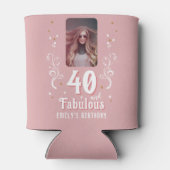 40 en Fabulous Foliage Pink Foto 40e verjaardag Blikjeskoeler (Achterkant)