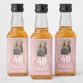 40 en Fabulous Foliage Pink Foto 40e verjaardag Likeurfles Etiket (Flessen)