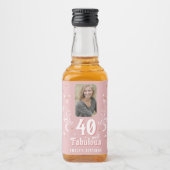 40 en Fabulous Foliage Pink Foto 40e verjaardag Likeurfles Etiket (Voorkant)