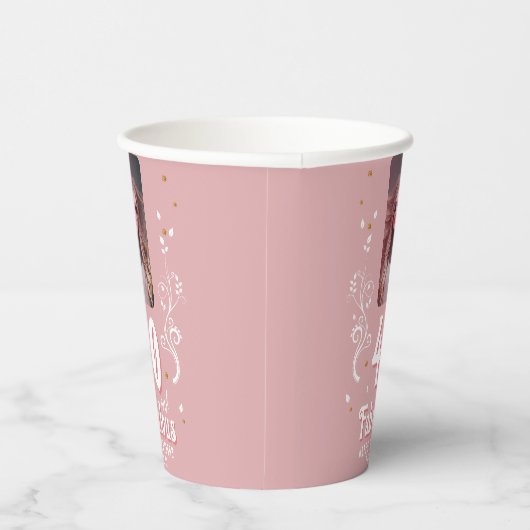 40 en Fabulous Foliage Pink Foto 40e verjaardag Papieren Bekers (Rechts)