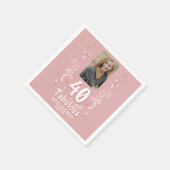 40 en Fabulous Foliage Pink Foto 40e verjaardag Servet (Hoek)