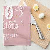 40 en Fabulous Foliage Pink Foto 40e verjaardag Theedoek (Quarter Fold)