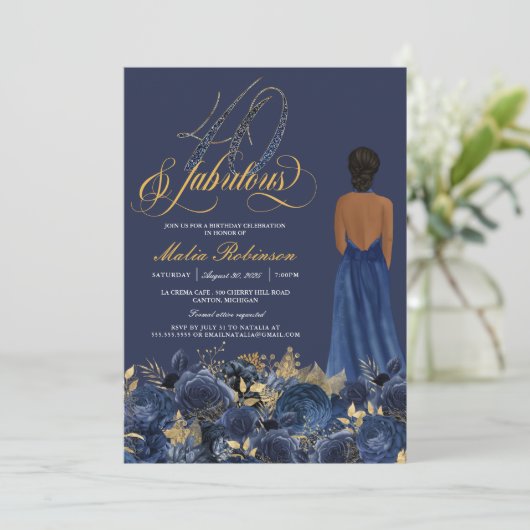 40 en Fabulous Formal Elegant Sapphire Birthday Kaart (Staand voorkant)