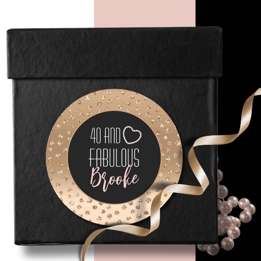 40 en Fabulous Girly Glam Chic Gold Black Blush Ronde Sticker