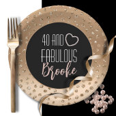 40 en Fabulous Girly Stijlvol Goud Zwart Blush Papieren Bordje