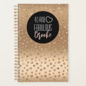 40 en Fabulous Glam Chic Girly Gold Black Blush Planner (Voorkant)
