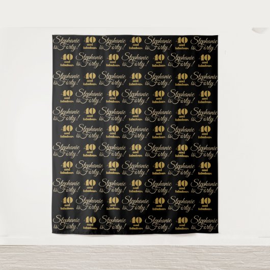 40 en Fabulous Glitter Achtergrond Step and Repeat Wandkleed (Voorkant)