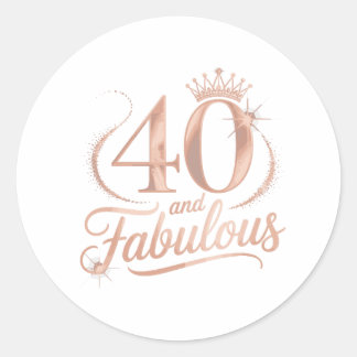 40 En Fabulous Glitter Koningin Verjaardagsfeest Ronde Sticker