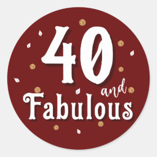 40 en Fabulous Glitter Rood 40ste verjaardag Ronde Sticker