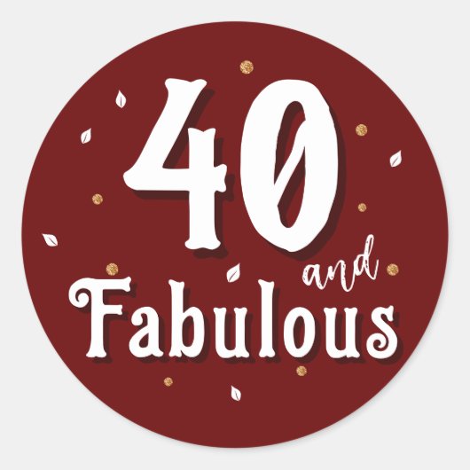 40 en Fabulous Glitter Rood 40ste verjaardag Ronde Sticker (Voorkant)