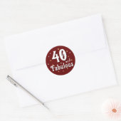40 en Fabulous Glitter Rood 40ste verjaardag Ronde Sticker (Envelop)