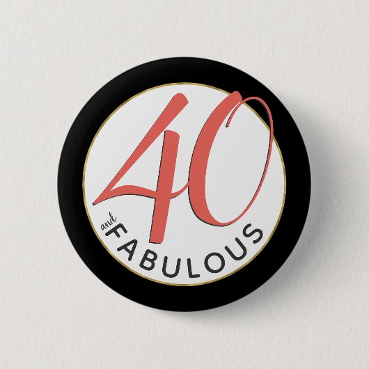 40 en Fabulous Gold Black White Salmon Tropical Ronde Button 5,7 Cm (Voorkant)