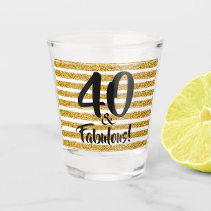 40 en Fabulous Gold Faux Glitter Custom Shot Glas