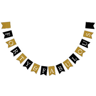 40 en Fabulous Gold Foil Verjaardagsbanner Vlaggetjes