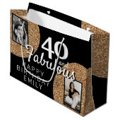 40 en Fabulous Gold Glitter 2 Foto 40e verjaardag Groot Cadeauzakje (Voorkant Gekanteld)