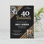 40 en Fabulous Gold Glitter 2 Foto 40e verjaardag Kaart (Staand voorkant)