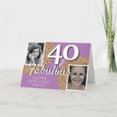 40 en Fabulous Gold Glitter 2 Foto 40e verjaardag Kaart (Voorkant)