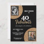 40 en Fabulous Gold Glitter 2 Foto 40e verjaardag Kaart (Voorkant)