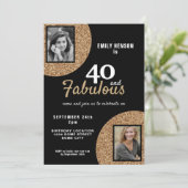 40 en Fabulous Gold Glitter 2 Foto 40e verjaardag Kaart (Staand voorkant)