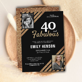 40 en Fabulous Gold Glitter 2 Foto 40e verjaardag Kaart