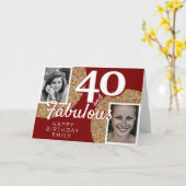40 en Fabulous Gold Glitter 2 Foto 40e verjaardag Kaart (Gele Bloem)