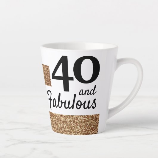 40 en Fabulous Gold Glitter 2 Foto 40e verjaardag Latte Mok (Rechts)