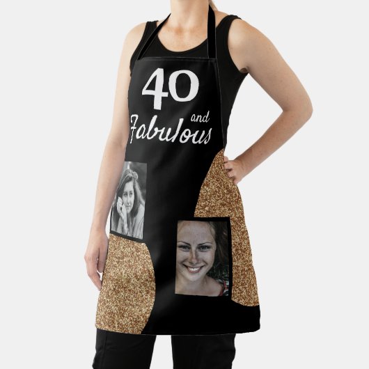 40 en Fabulous Gold Glitter 2 Foto 40e verjaardag Schort (Insitu)