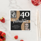 40 en Fabulous Gold Glitter 2 Foto 40e verjaardag Servet (Insitu)