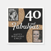 40 en Fabulous Gold Glitter 2 Foto 40e verjaardag Servet (Voorkant)