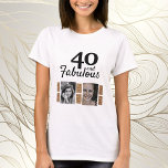 40 en Fabulous Gold Glitter 2 Foto 40e verjaardag T-shirt<br><div class="desc">40 en Fabulous Gold Glitter 2 Foto 40th Birthday T-shirt. Voeg uw foto's toe - u kunt een oude en nieuwe foto gebruiken.</div>