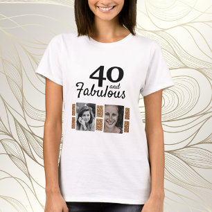 40 en Fabulous Gold Glitter 2 Foto 40e verjaardag T-shirt