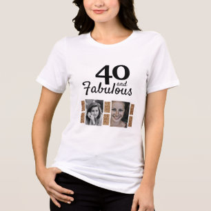 40 en Fabulous Gold Glitter 2 Foto 40e verjaardag Tri-Blend Shirt