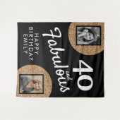 40 en Fabulous Gold Glitter 2 Foto 40e verjaardag Wandkleed (Voorkant (horizontaal))