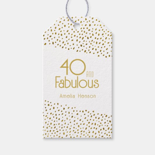 40 en Fabulous Gold Glitter 40e verjaardag Cadeaulabel (Voorkant)