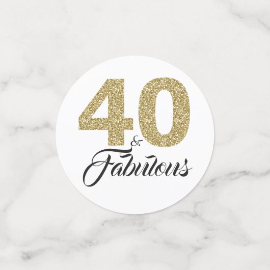 40 en Fabulous Gold Glitter 40e verjaardag Confetti (Kleine voorkant)