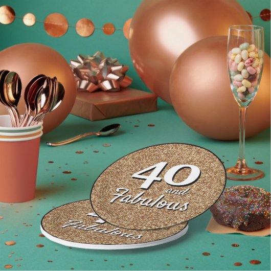 40 en Fabulous Gold Glitter 40e verjaardag Papieren Bordje (Multi)