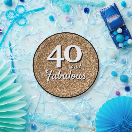 40 en Fabulous Gold Glitter 40e verjaardag Papieren Bordje (Feest)