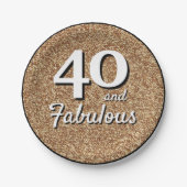 40 en Fabulous Gold Glitter 40e verjaardag Papieren Bordje (Voorkant)