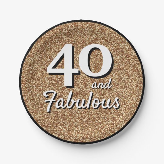 40 en Fabulous Gold Glitter 40e verjaardag Papieren Bordje (Voorkant)