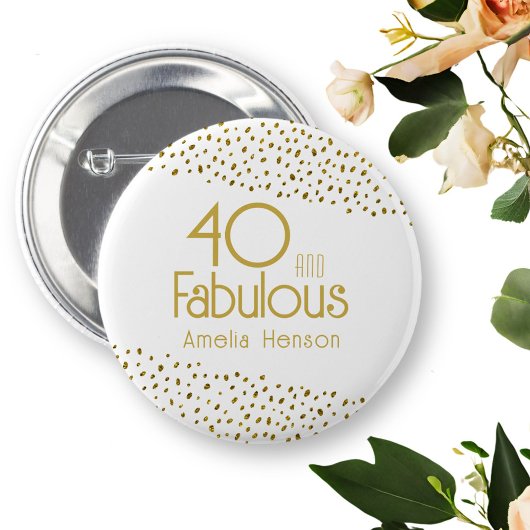40 en Fabulous Gold Glitter 40e verjaardag Ronde Button 5,7 Cm