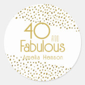 40 en Fabulous Gold Glitter 40e verjaardag Ronde Sticker (Voorkant)