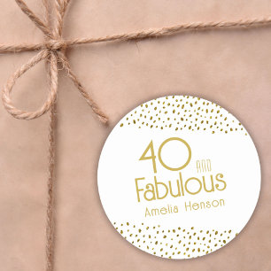 40 en Fabulous Gold Glitter 40e verjaardag Ronde Sticker