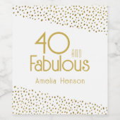 40 en Fabulous Gold Glitter 40e verjaardag Wijn Etiket (Enkel label)