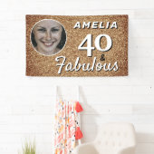 40 en Fabulous Gold Glitter 40th Birthday Foto Spandoek (Insitu)
