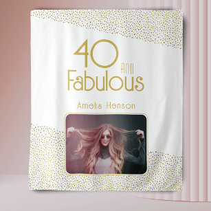 40 en Fabulous Gold Glitter 40th Birthday Foto Wandkleed