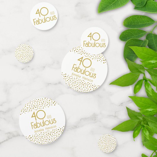 40 en Fabulous Gold Glitter 40th Birthday Party Confetti