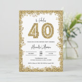 40 en Fabulous Gold Glitter 40th Birthday Party Kaart (Staand voorkant)