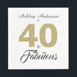 40 en Fabulous Gold Glitter 40th Birthday Party Servet<br><div class="desc">Het vieren van het draaien 40 in stijl met dit elegante douane 40th verjaardagsontwerp, 40 en geweldig in gouden glitter en zwart en jouw naam in het schitterende manuscript kalligrafie. Exclusief voor u ontworpen door Happy Dolphin Studio. Als je hulp nodig hebt, kun je contact met ons opnemen via onze...</div>
