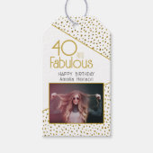 40 en Fabulous Gold Glitter Photo 40th Birthday Cadeaulabel (Voorkant)