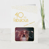 40 en Fabulous Gold Glitter Photo 40th Birthday Folie Wenskaart (Voorkant)